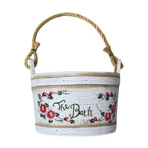 Vintage Kenyield 1998 The Bath Wall Hanging Home Decor Cottagecore Wood Basket